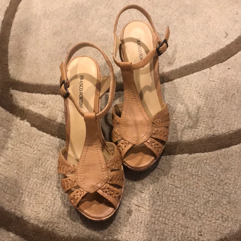 Franco Fortini T-Strap Wedge Sandal (Raylen) Size8